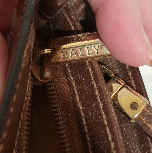 Vintage Bally Monogram Coated Canvas & Leather Shoulder Bag 12" X 7" - Picture 14 of 16